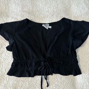 Princess Polly Black Tie-Front Blouse